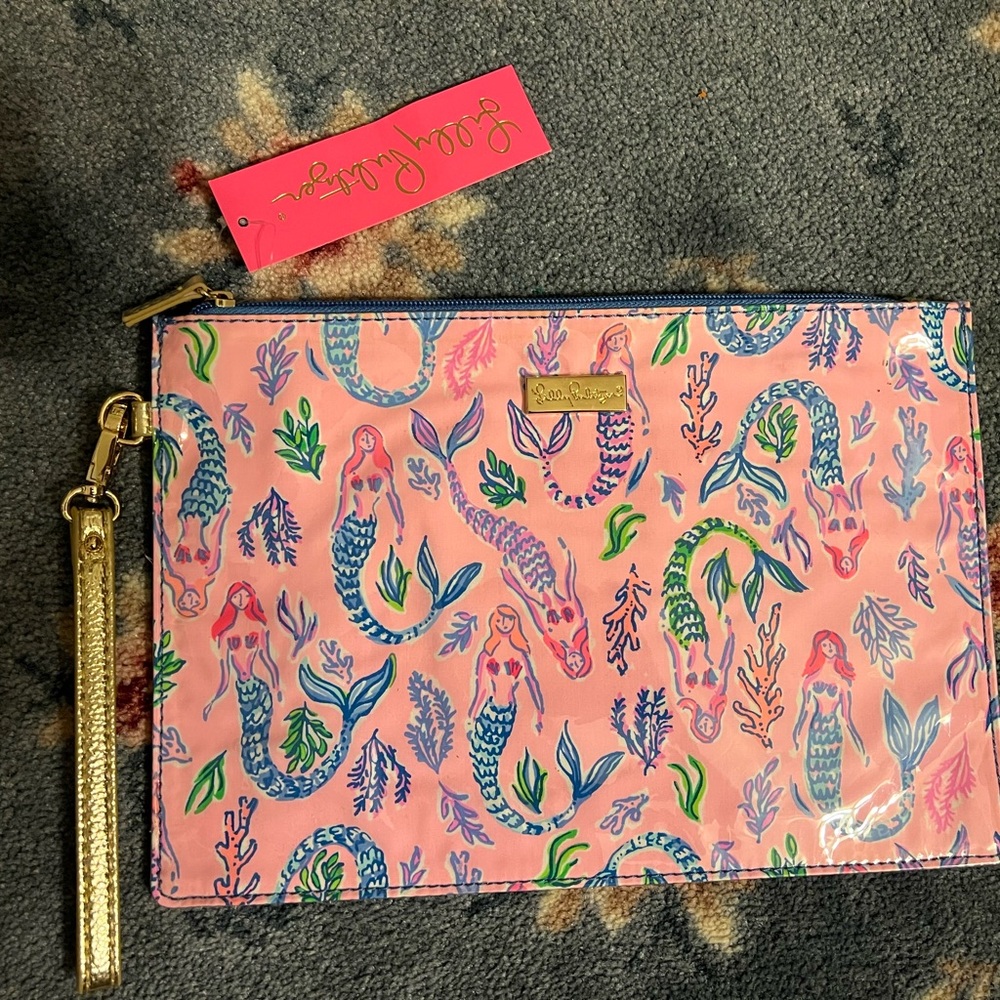 Lilly Pulitzer Pink and Blue Mermaid Girls Night Out Clutch wristlet - Picture 1 of 5